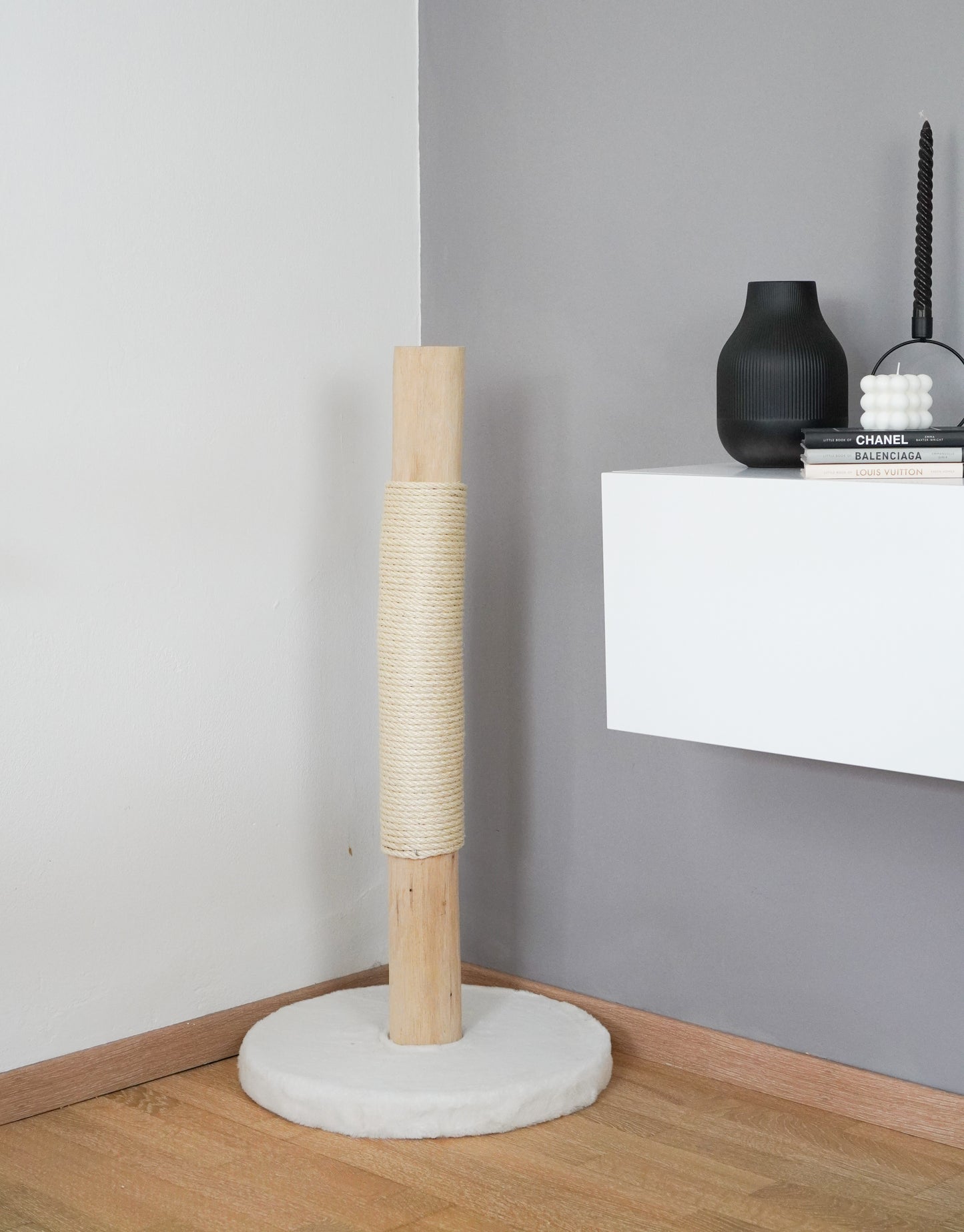 Naturkratzsäule | weiß - rund