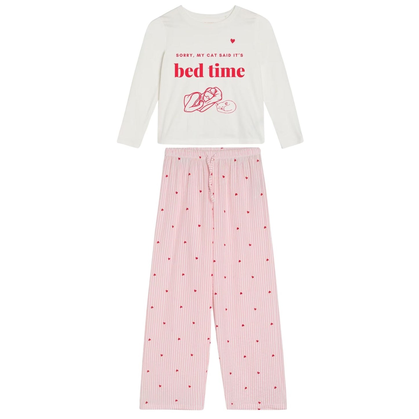 Baumwoll-Pyjama 2-Teiler | Sorry, my cat said it's bedtime