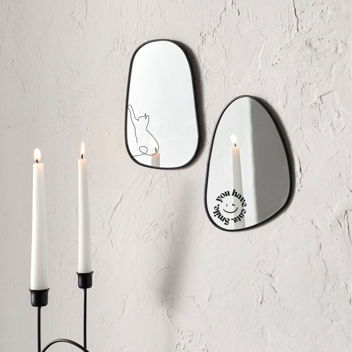 Spiegel 2er Set "Smile you have cats"
