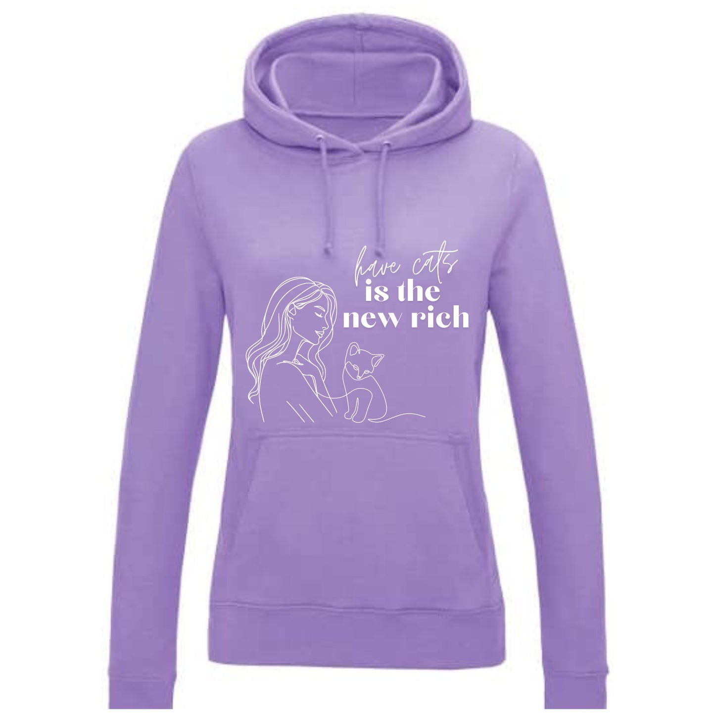 Hoodie flieder | "have cats is the new rich"